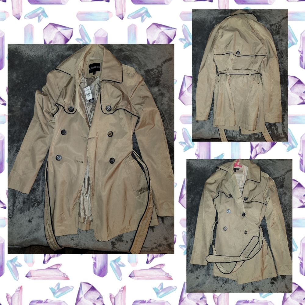 NWT EXPRESS Women's Tan Colored Mid-Length Trench Coat - X-Small